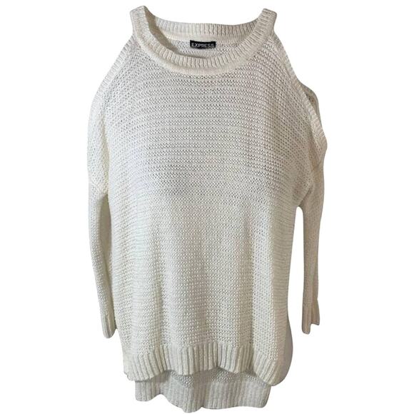 Express Womens Sweater Size S Bare Shoulder White Long Sleeve - Picture 5 of 5